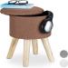 Relaxdays Tabouret rond avec rangement, Couvercle amovible, Pieds en bois moderne HxlxP: 36 x 31,5 x 31,5 cm, brun